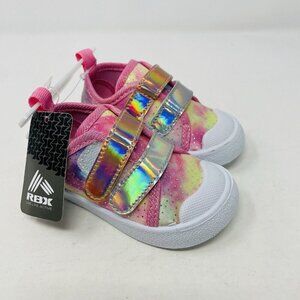 RBX Baby Girls Size 4 Hard Sole Sneakers with Hook & Loop Closure in Pink Multi